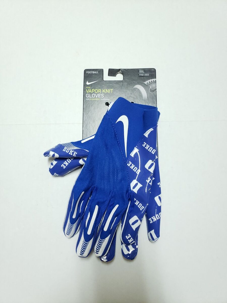 Nike Vapor Knit Football Gloves Blue White Duke University Nike Vapor Knit Football Gloves Blue White Duke University