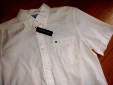 NWT, 60. Men's Pink Tommy Hilfiger Regular Fit 100 Cotton Short Sleeve Shirt