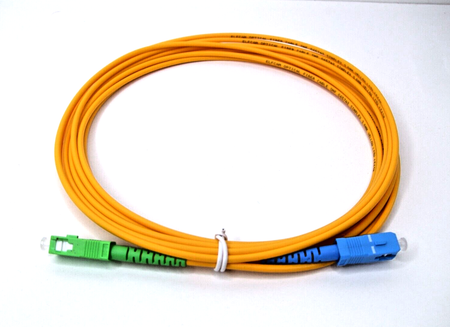 5M Elfcam Single Mode Fibre Optic Cable SC/APC to SC/UPC Simplex 3mm Yellow