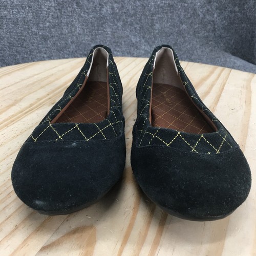 Lands End Shoes Womens 8.5 M Casual Slip On Ballet Flats 380867 Black Suede - Picture 6 of 15