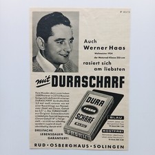 1954 Dura Scharf Fasan Rasierklingen Werner Haas Werbeanzeige Werbung Reklame