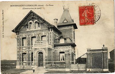 Old postcard Montescourt-Lizerolles. La Poste (1906 construction) (201967)