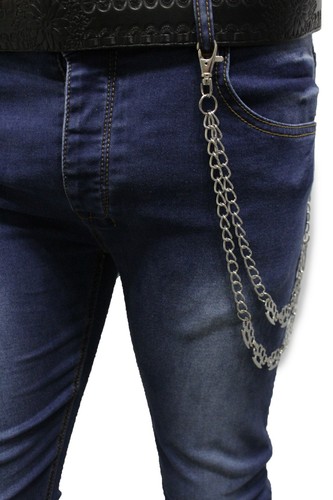 Hot Men Silver Metal Wallet Chains Jeans Biker Rocker Biker Strand Knuckle Charm - Picture 4 of 12