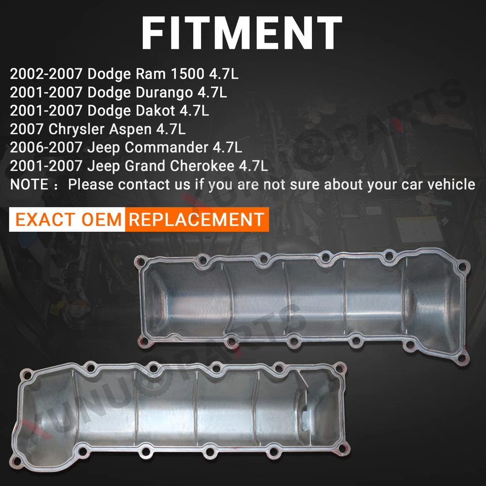 Juego de cubierta de válvula izquierda + derecha de aluminio rojo para Jeep Grand Cherokee 2001-2007 4,7 L Foto 3 de 4