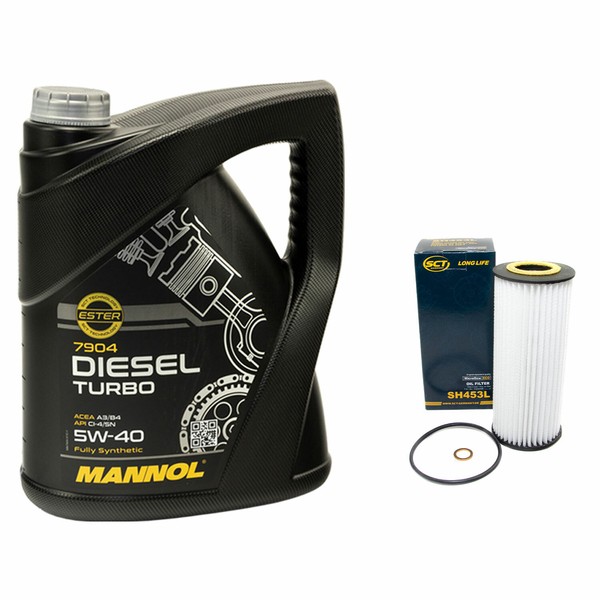 MotoröL Set 5W40 Diesel Turbo 5 Liter + ÖLfilter SH453L FüR BMW 3Er X3 Lancia-image