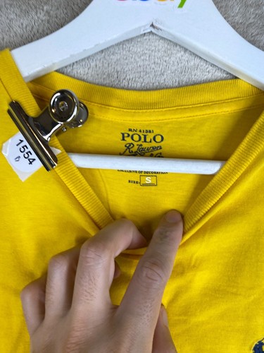 Polo Ralph Lauren Casual T-Shirts Top Size S Womens Yellow Logo Short Sleeve - Picture 3 of 11