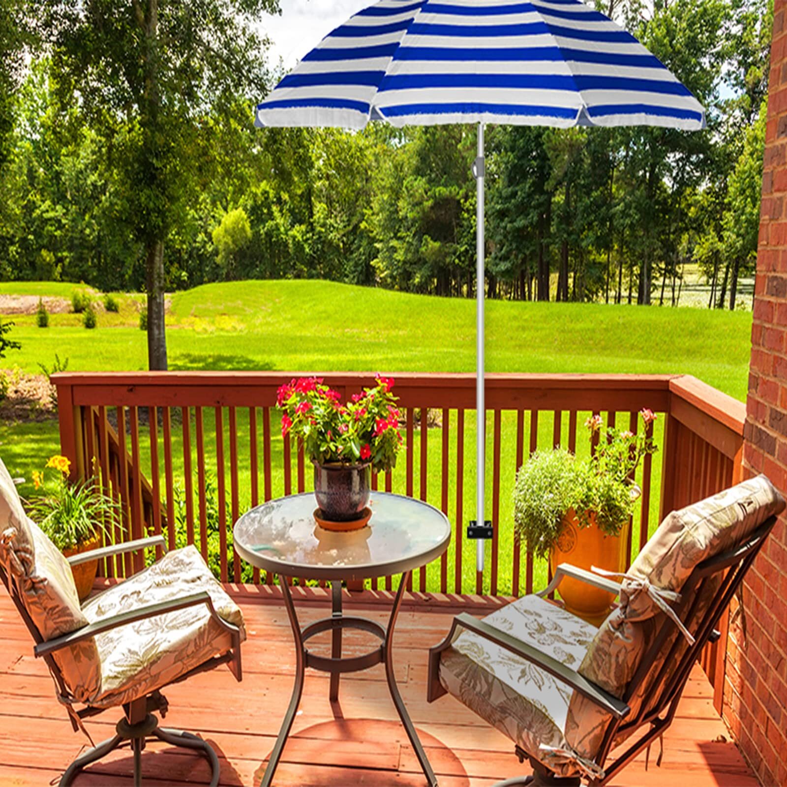 3Pcs Deck Umbrella Clamp,Stainless Steel Patio Umbrella Mount/Torch