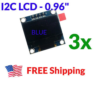 3pcs 0.96'' OLED LCD Display I2C IIC 128x64 Arduino ESP8266 Screen BLUE SSD1306
