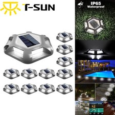 12pcs LED Solar Deck Lights Outdoor Dock Driveway Lights for Sidewalk Driveway