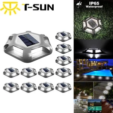 12pcs LED Solar Deck Lights Outdoor Dock Driveway Lights for Sidewalk Driveway