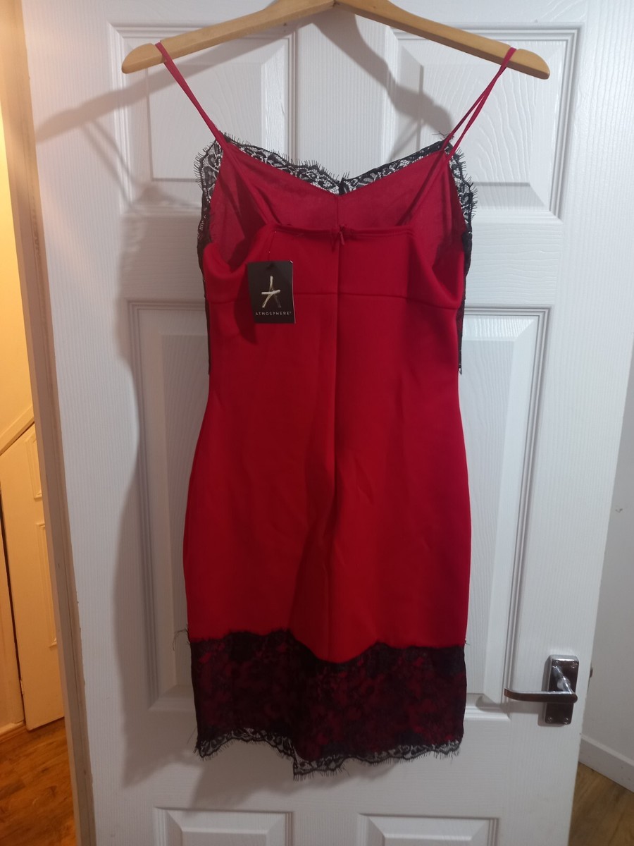 primark red lace dress Red And Black Lace Strappy Short Dress Size 8 Primark