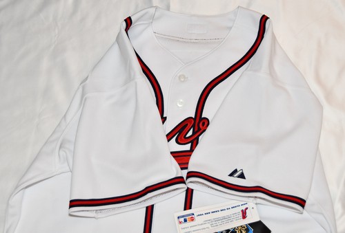 NUOVA maglia bianca Majestic AUTENTICA collezione Atlanta Braves 48 Jeff Francoeur - Foto 8 di 20