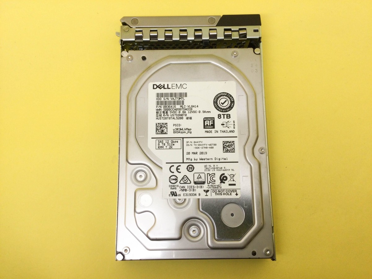 Dell EMC 8TB SAS HDD 2台セット ジャンク 44YFV DELL EMC 8TB 7.2K 12Gbps SAS 3.5in 512e HDD 044YFV