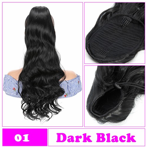One Piece Real Thick Curly Wavy Ponytail Clip In Hair Extensions Long as Human H - Picture 13 of 22
