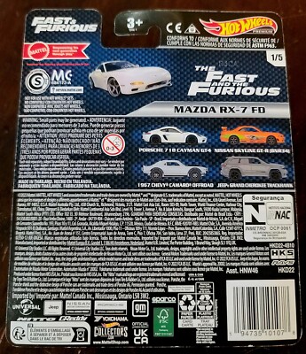 Hot Wheels 2023 Fast & Furious Mazda RX-7 FD White #1/5 *NEW
