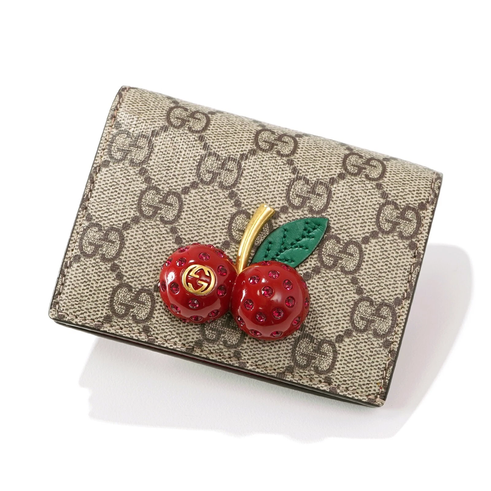 Authentique portefeuille compact GUCCI GG Supreme Cherry 476050 #50485A