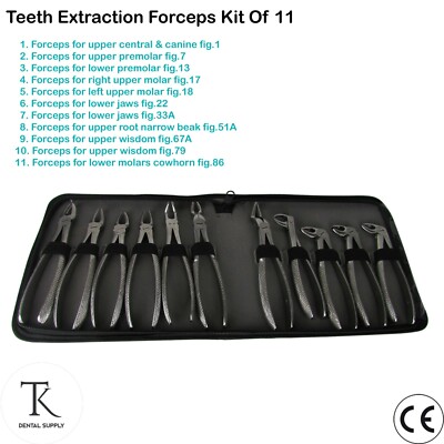 Zahnchirurgisches Instrument Zahnlösende Extraktionspange 11er-Set mit Tasche