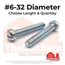 #6-32 Slotted Fillister Head Machine Screws Zinc Clear (Choose Length & Qty)