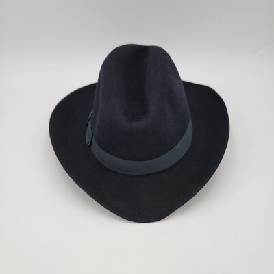Vintage Imperial Stetson Fedora Leather Hat 6 7/8 NWT Navy Rare