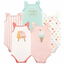 Hudson Baby Sleeveless Bodysuits, 5-Pack, Ice Cream