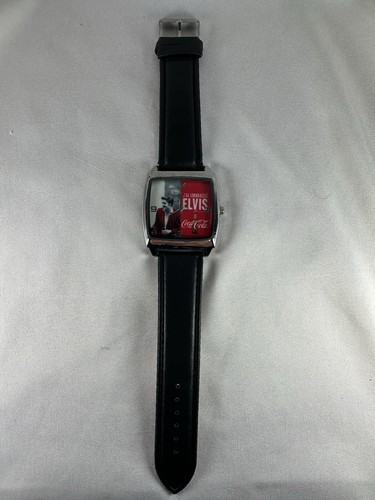 Elvis J'ai Embrasse Coca-Cola Wrist Watch Black Faux Leather Band Analog - Bild 9 von 10