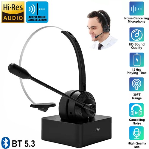 Cuffie wireless auricolari Bluetooth camionista auricolare cancellazione rumore microfono - Foto 2 di 24