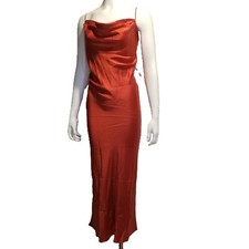 Victoria's Secret 100 Silk Slip Gown Maxi Dress Cowl Neck Large Red