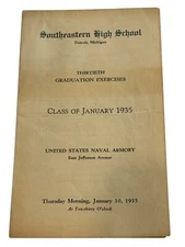 Vtg Southeastern High School Graduation United States Naval Armory 1935 Detroit