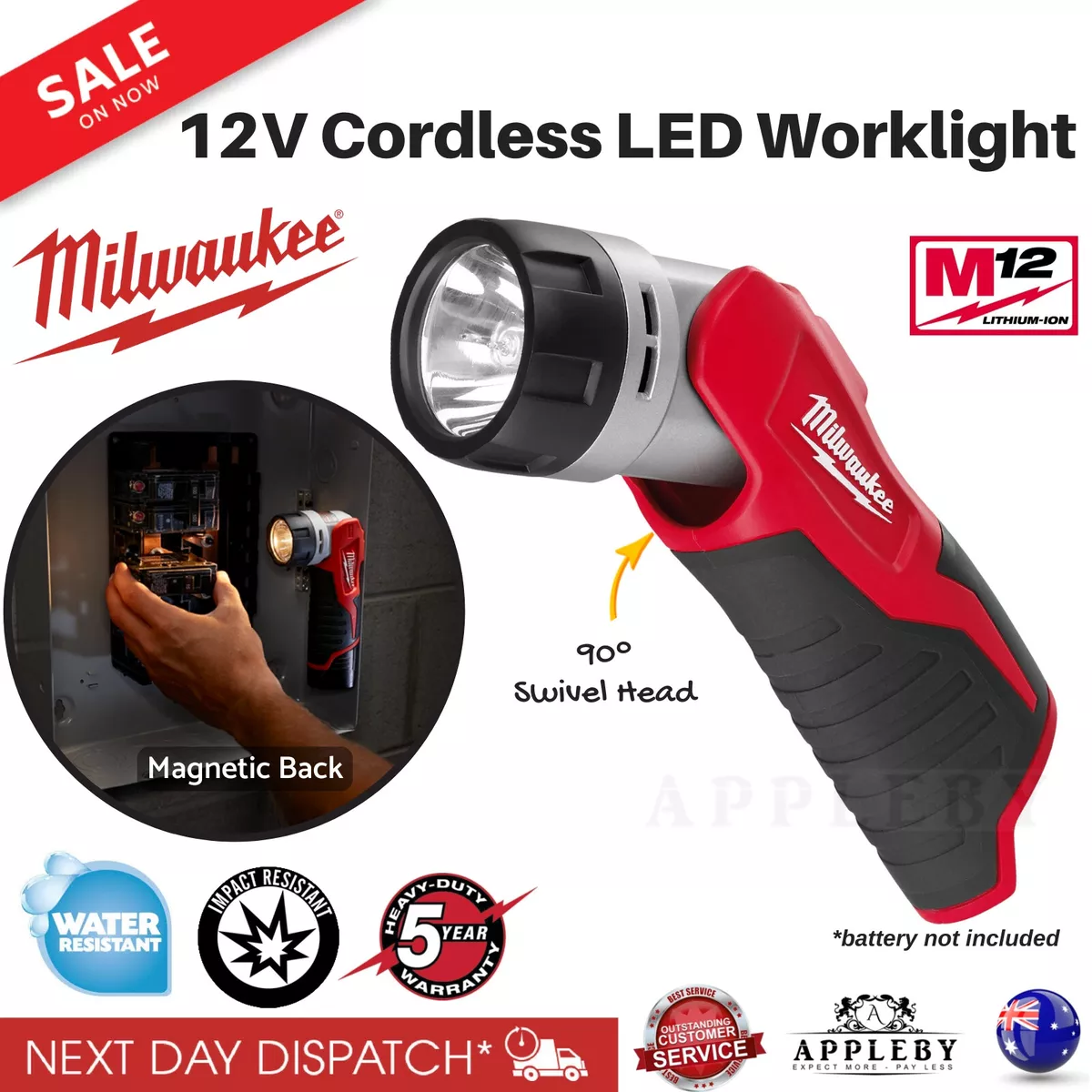 Milwaukee M12TLED 0 12V Li Ion Cordless Compact LED Torch Work Light Skin Only
