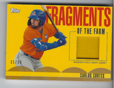 CARLOS CORTES 2020 TOPPS PRO DEBUT FRAGMENTS OF THE FARM JERSEY RELIC /50