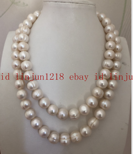 Gorgeous 9-10mm South Sea White Baroque Cultured Pearl Necklace 36" - Picture 2 of 4