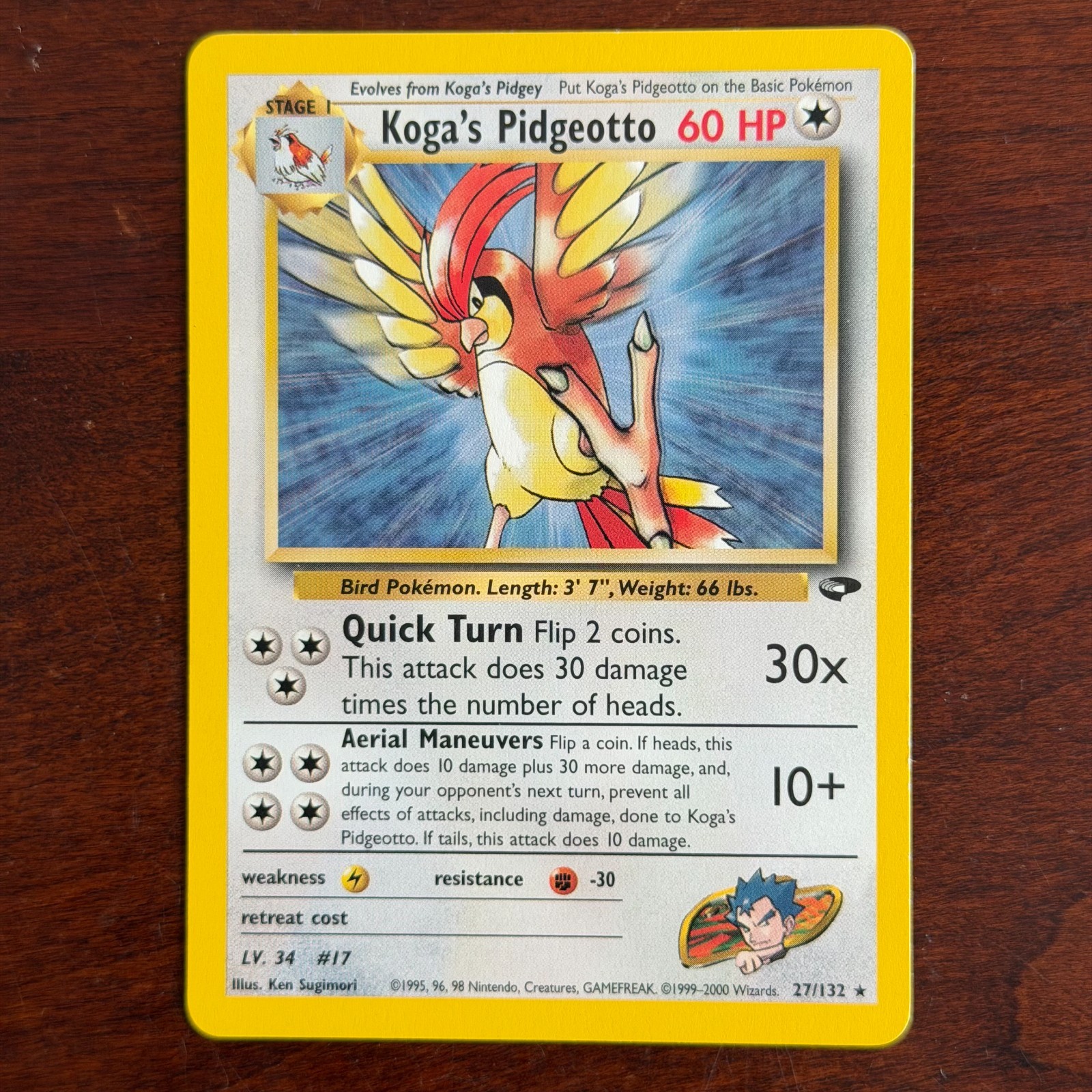 Koga's Pidgeotto 27/132 Non Holo Rare Gym Challenge Pokemon Card