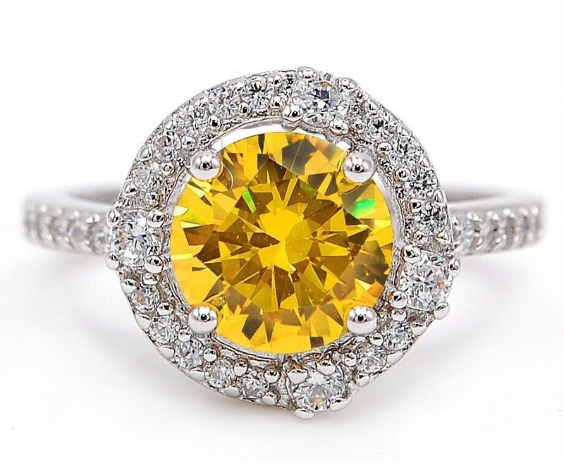 3CT Heat Treated Yellow Topaz 925 Sterling Silver Ring Sz 9 &6-4