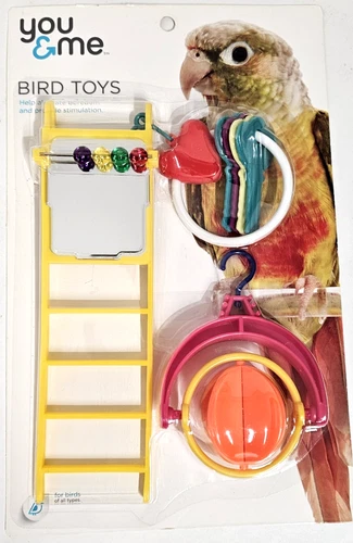 NIP You & Me Bird/ Sugar Glider Toys 3 Pack Ladder Mirror Beads, Keys, Spinner