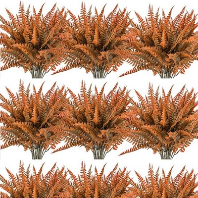 24 Bundles Fall Artificial Boston Fern Plants Bushes Orange