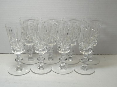 8 Crystal Cross and Olive Cordial, Toasting 2 oz Glasses Knobbed Stem No Wear