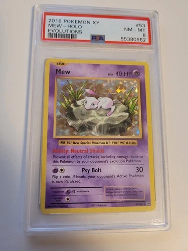 GRADED Mew 53/108 Pokemon Evolutions Holo PSA 8