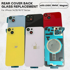 For iPhone16E 15 17 14 Back Glass Replacement Rear Cover With Metal Magnet Lot