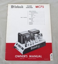 McIntosh MC75 Power Amplifier Original Owner  s Manual and Maintenance Insert