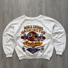 Vintage 1988 Washington Redskins White Crewneck Sweatshirt Pullover Size Large