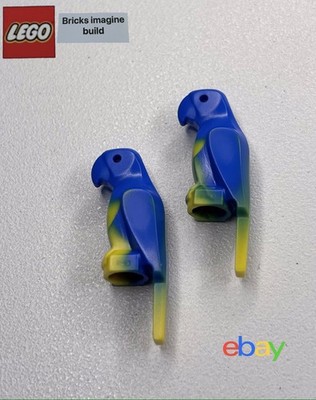 2 x Lego Tier gelb & marmoriert blau Papagei mit großem Schnabel für Minifiguren - 16B