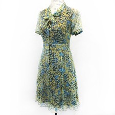 Anna Sui designer Y2K silk lined floral dress vintage style bow buttons Medium