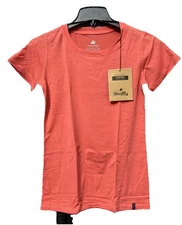 Woolly Women’s 95% Merino Wool Crew Neck Tee Shirt, Wild Rose Pink, Extra Small