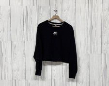 Nike cropped sweatshirt womens size 2x crew neck long sleeve solid black