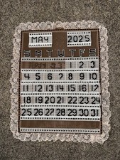 Vintage Handmade Plastic Canvas Perpetual Calendar Needlecraft Yearly Monthly