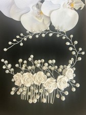 Pearl  Rhinestone Bridal Hair Comb   Acrylic Flower Wedding Accessory