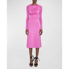 Et Ochs Keasha Magenta Stretch Ruched Jersey Midi Dress Women’s Size 6