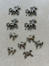 Antique Silver Horse Charms Pendant Dangles 10 Pieces
