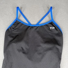 TYR Swimsuit Womens 36 Black Blue Hexa TrinityFit One Piece Training THEX7AH