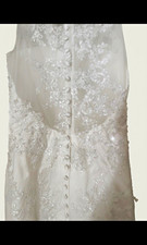 White Lace Satin Tulle Wedding Dress 6 V-Neck Sleeveless Buttons/Zipper Train